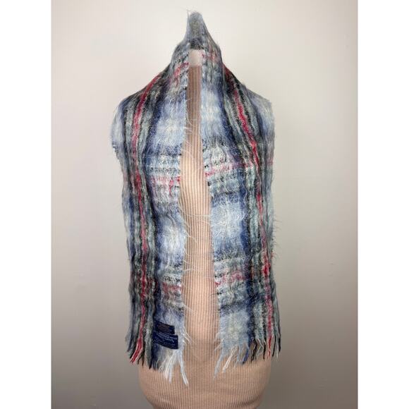 LOCHCARRON of Scotland Princess Diana Of Wales Blue Red Scarf Mohair Wool Tartan - Picture 2 of 4